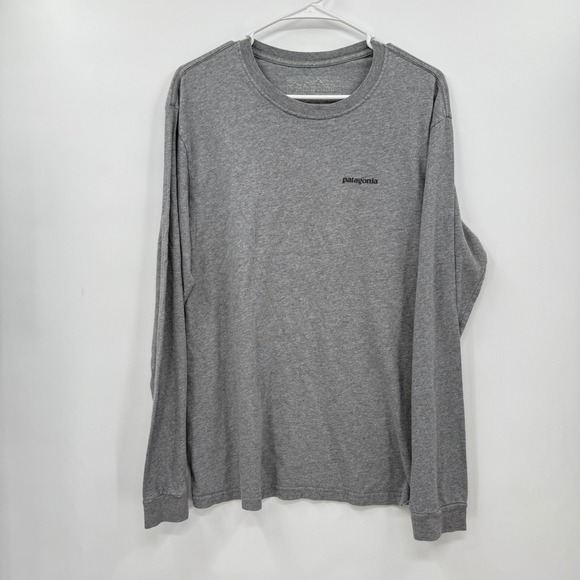 Patagonia Mens Long Sleeve T-Shirt Organic Cotton Gray Fish Graphic M - Picture 1 of 8